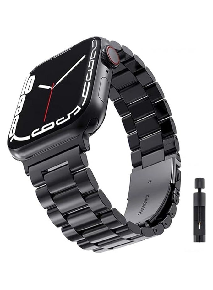 ملائكي  سوار معدني متوافق مع Apple Watch مقاسات 49 مم، 46 مم، 45 مم، 44 مم، 42 مم، 41 مم، 40 مم، 38 مم للرجال والنساء، سوار ستانلس ستيل أنيق مناسب لساعات iWatch Ultra 2، SE، Ultra، Series 9، 8، 7، 6، 5، 4، 3، 2، 1. - Image 1