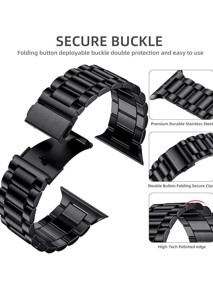 ملائكي  سوار معدني متوافق مع Apple Watch مقاسات 49 مم، 46 مم، 45 مم، 44 مم، 42 مم، 41 مم، 40 مم، 38 مم للرجال والنساء، سوار ستانلس ستيل أنيق مناسب لساعات iWatch Ultra 2، SE، Ultra، Series 9، 8، 7، 6، 5، 4، 3، 2، 1. - Image 3