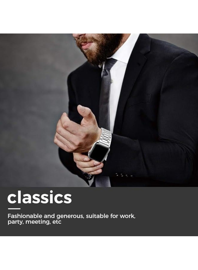 ملائكي  سوار معدني متوافق مع Apple Watch مقاسات 49 مم، 46 مم، 45 مم، 44 مم، 42 مم، 41 مم، 40 مم، 38 مم للرجال والنساء، سوار ستانلس ستيل أنيق مناسب لساعات iWatch Ultra 2، SE، Ultra، Series 9، 8، 7، 6، 5، 4، 3، 2، 1. - Image 5