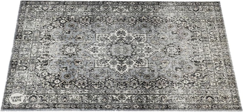DRUM N BASE DRUMnBASE Vintage Persian Style Stage Rug, Non Slip Waterproof Rug for Stage or Studio Use to Reduce Vibrations, Gray, 4.26 FT X 3 FT - Image 1