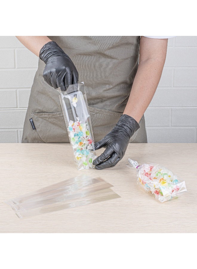 Restaurantware Bag Tek 2.5 x 2 x 9.75 Inch Gusset Bags, 100 Heat Sealable Candy Bags - Food Safe, Package Popcorn or Cookies, Clear Plastic Treat Bags, For Party Favors, Snacks, or Baked Goods, - Image 5