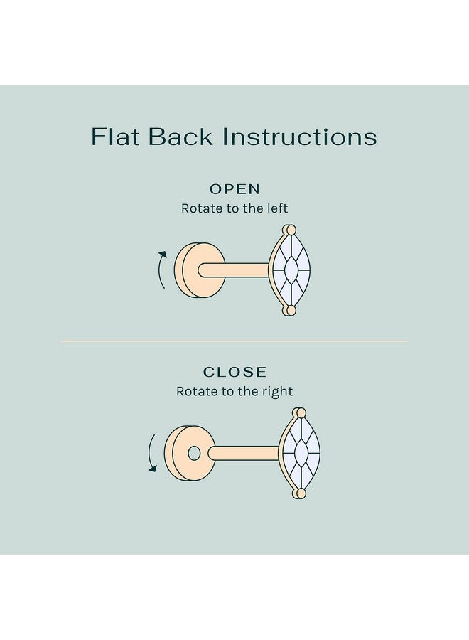 بافوا أقراط باڤوي النسائية المطلية بذهب عيار 14 قيراطًا، مرصعة بزركونيا مكعب، ومسطحة الظهر، من الفضة الإسترلينية عيار 925 | أقراط غضروفية | مجوهرات ثقب حلزونية | أقراط صغيرة مرصعة للنساء - Image 2