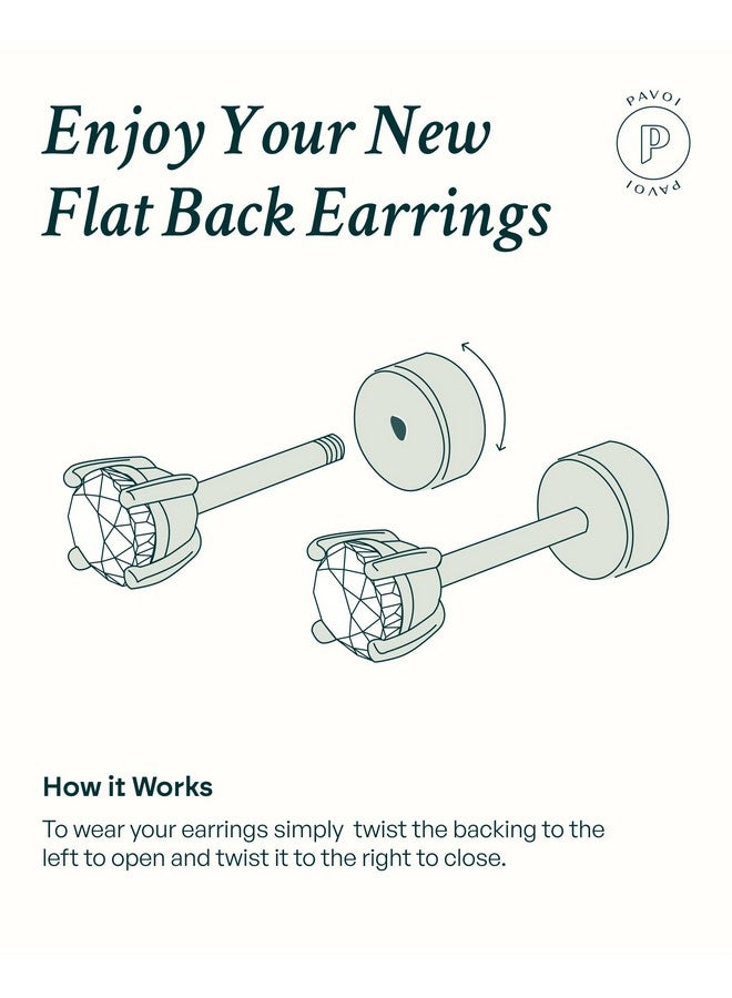بافوا أقراط باڤوي النسائية المطلية بذهب عيار 14 قيراطًا، مرصعة بزركونيا مكعب، ومسطحة الظهر، من الفضة الإسترلينية عيار 925 | أقراط غضروفية | مجوهرات ثقب حلزونية | أقراط صغيرة مرصعة للنساء - Image 4