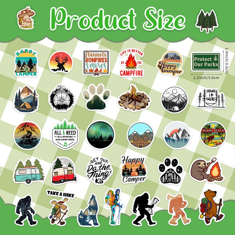 Robmoda 100 Pcs Outdoor Adventure Hiking Camping Adults Stickers for Water Bottle, Waterproof Vinyl Wilderness Nature Travel Wildlife Laptop Decals, Summer Camp Sticker for Teens Girls Boys Kids - Image 2