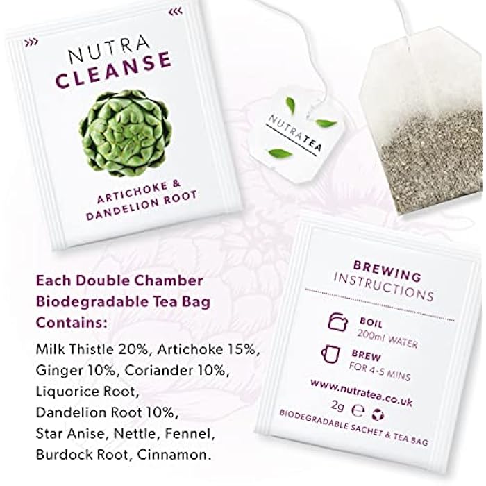 Nutra Tea NUTRACLEANSE - Detox Tea | Colon Cleanse Tea | Constipation Teabags - Full Body Detox Cleanse – Includes Dandelion Root & Burdock Root - 20 Individually Wrapped Bags - Herbal Teas (1 Pack) - Image 4