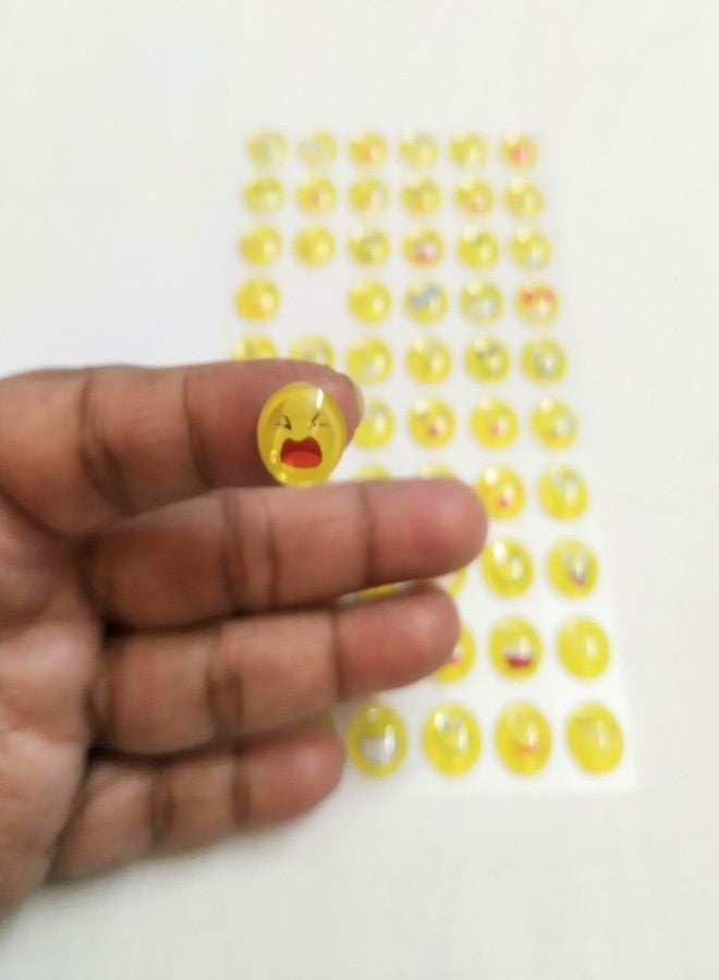 Brikshi 3D Crystal Stone Smiley Emoji Face Expression Self Adhesive Stickers (Pack of 2) - 60 Emojis Each Pack - Acrylic Material - Image 1