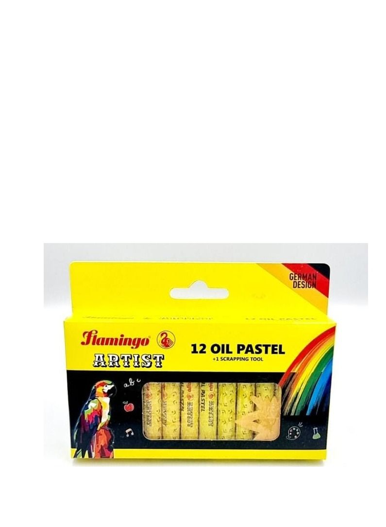 Flamingo ARTIST 12 OIL PASTEL + 1 SCRAPPING TOOL