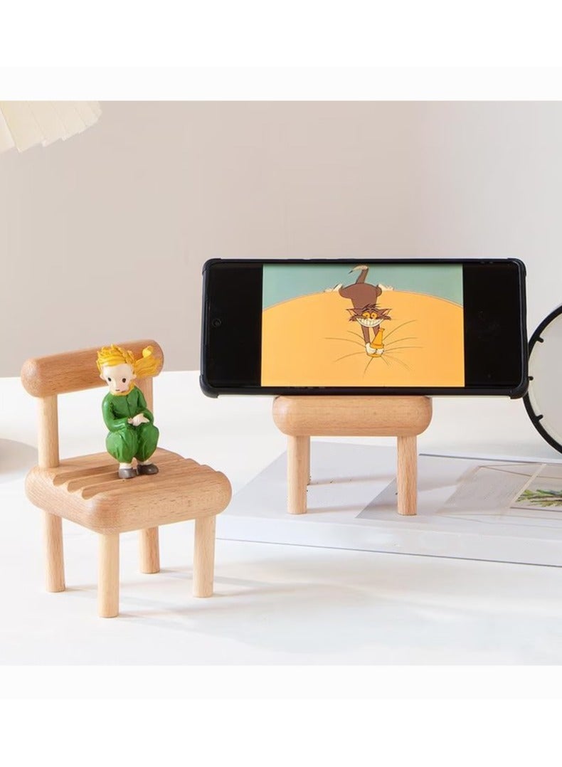 Mini Chair Phone Holder or stand, Fully Assembled Wooden Desktop Stand, Compatible with Smartphone, Kindle, Pad, Switch, Tablet and E-Readers - Image 1