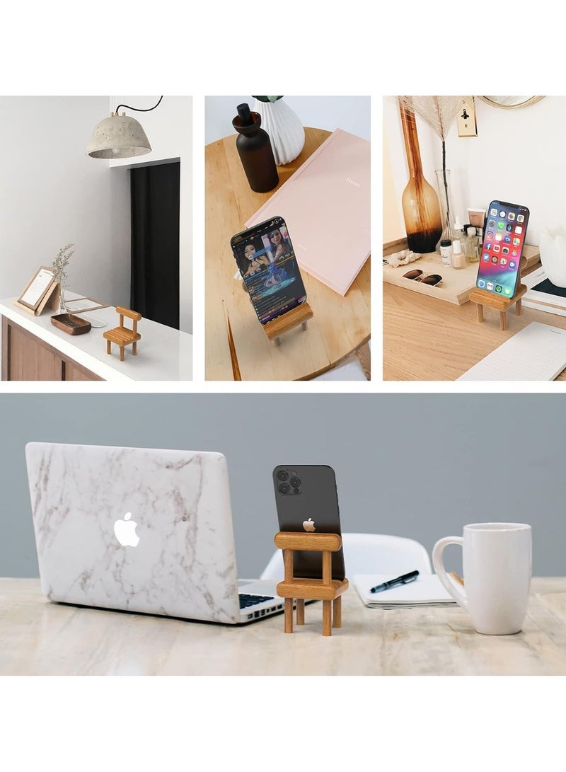 Mini Chair Phone Holder or stand, Fully Assembled Wooden Desktop Stand, Compatible with Smartphone, Kindle, Pad, Switch, Tablet and E-Readers - Image 2