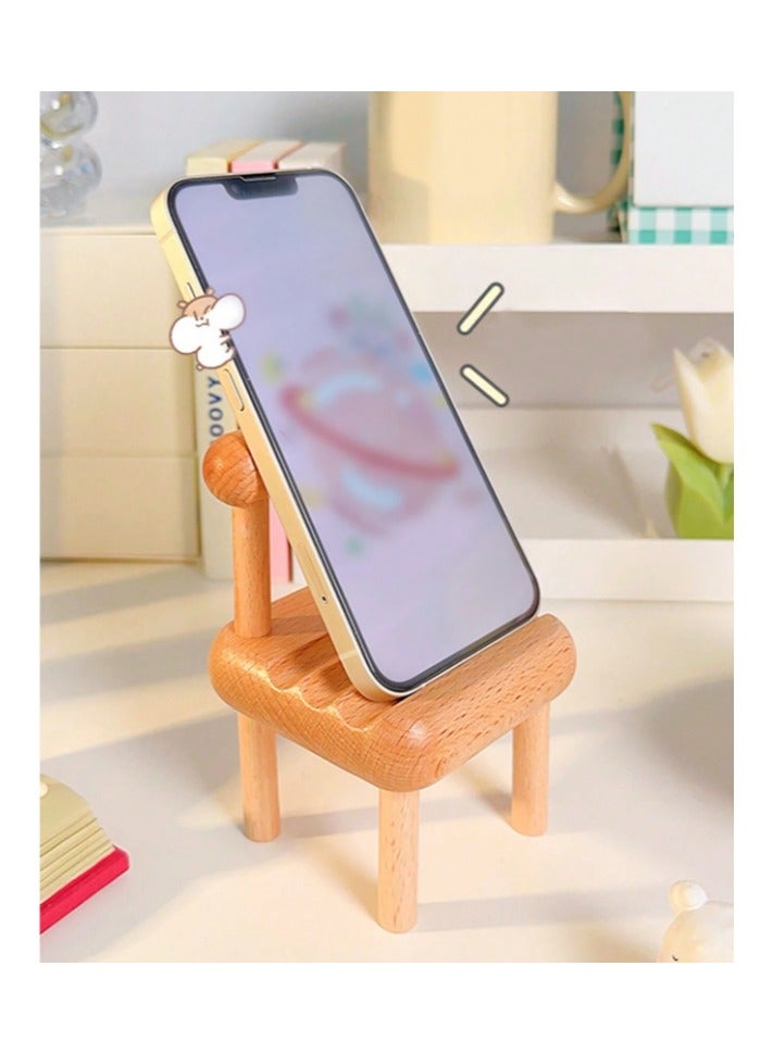 Mini Chair Phone Holder or stand, Fully Assembled Wooden Desktop Stand, Compatible with Smartphone, Kindle, Pad, Switch, Tablet and E-Readers - Image 3