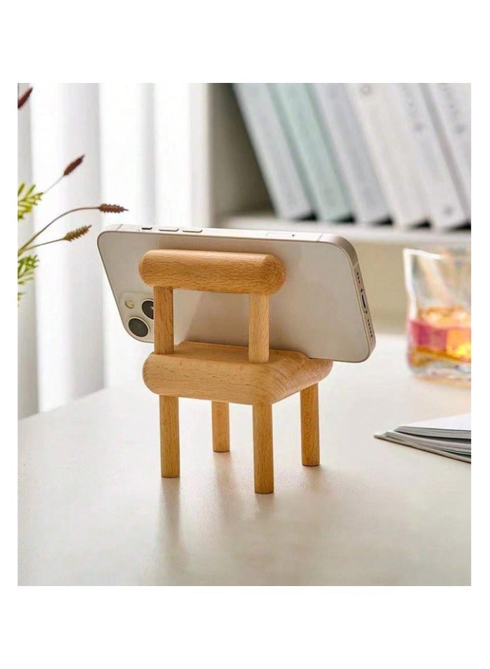 Mini Chair Phone Holder or stand, Fully Assembled Wooden Desktop Stand, Compatible with Smartphone, Kindle, Pad, Switch, Tablet and E-Readers - Image 4