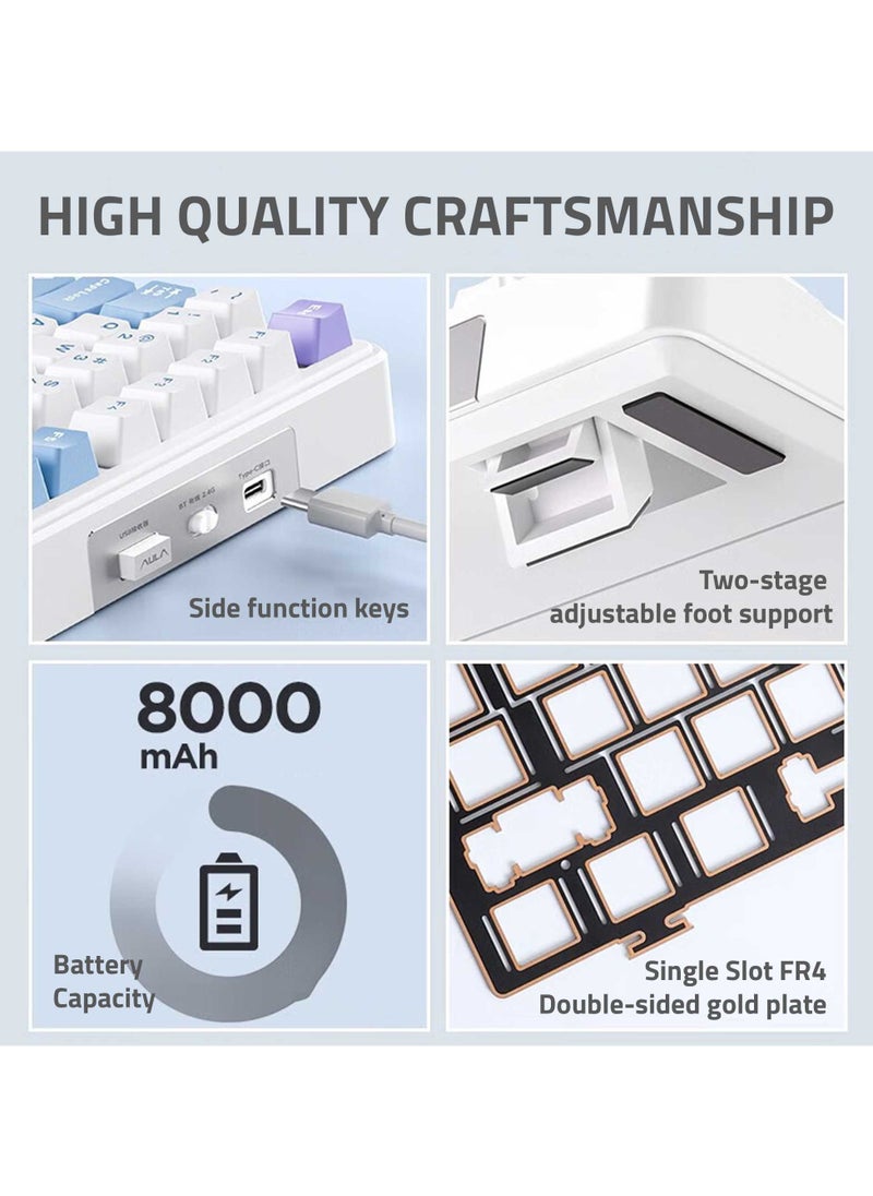 AULA F99 Wireless Mechanical Keyboard, Tri-Mode BT5.0/2.4GHz/USB-C 95% Hot Swappable Custom Keyboard, Pre-lubed Walvis Sea Switch, Gasket Structure, RGB Backlit Gaming Keyboard for PC/Tablet/PS/Xbox  - Image 3