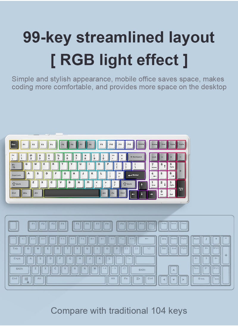 F99 Wireless Mechanical Keyboard, Tri-Mode BT5.0/2.4GHz/USB-C 95% Hot Swappable Custom Keyboard, Pre-lubed Walvis Sea Switch, Gasket Structure, RGB Backlit Gaming Keyboard for PC/Tablet/PS/Xbox