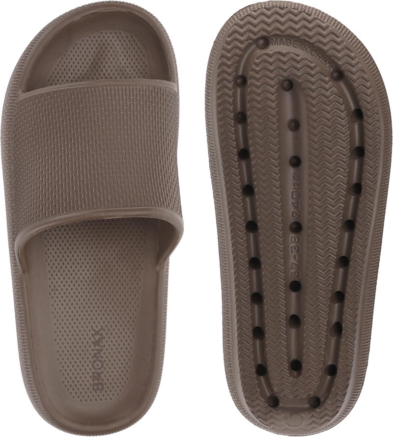 BRONAX Pillow Slippers for Women and Men | House Slides Shower Sandals | Cushioned Thick Sole 40-41 Chocolate - Image 4