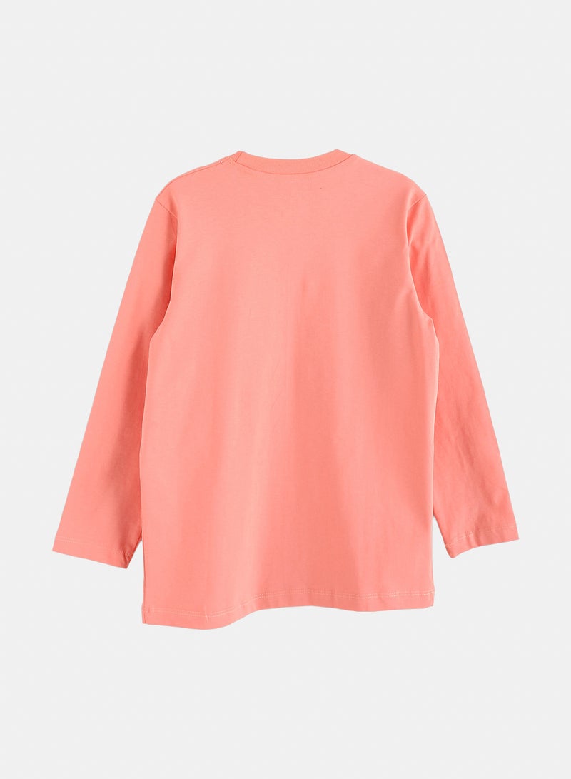 Andora Cotton Printed T-Shirt - Salmon - Image 5