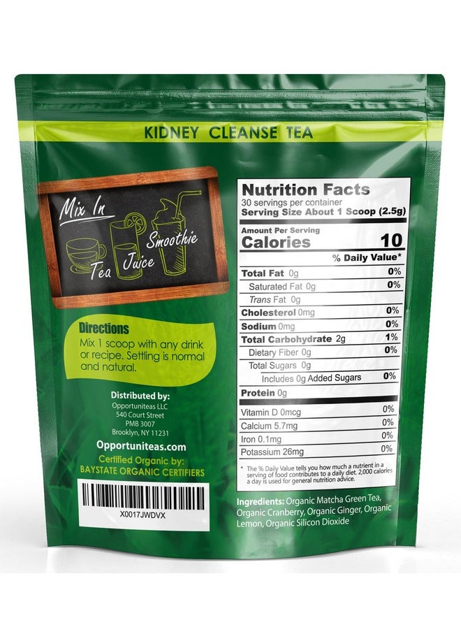 Opportuniteas Opportuniteas Organic Kidney Cleanse Detox & Repair Tea - Matcha Green Tea, Cranberry, Lemon & Ginger. 4 Cleansing Superfoods for Drinks. Vegan & Non-GMO - 30 Servings  - Image 2