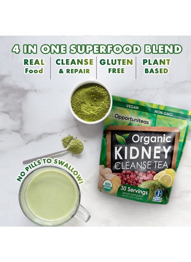 Opportuniteas Opportuniteas Organic Kidney Cleanse Detox & Repair Tea - Matcha Green Tea, Cranberry, Lemon & Ginger. 4 Cleansing Superfoods for Drinks. Vegan & Non-GMO - 30 Servings  - Image 3