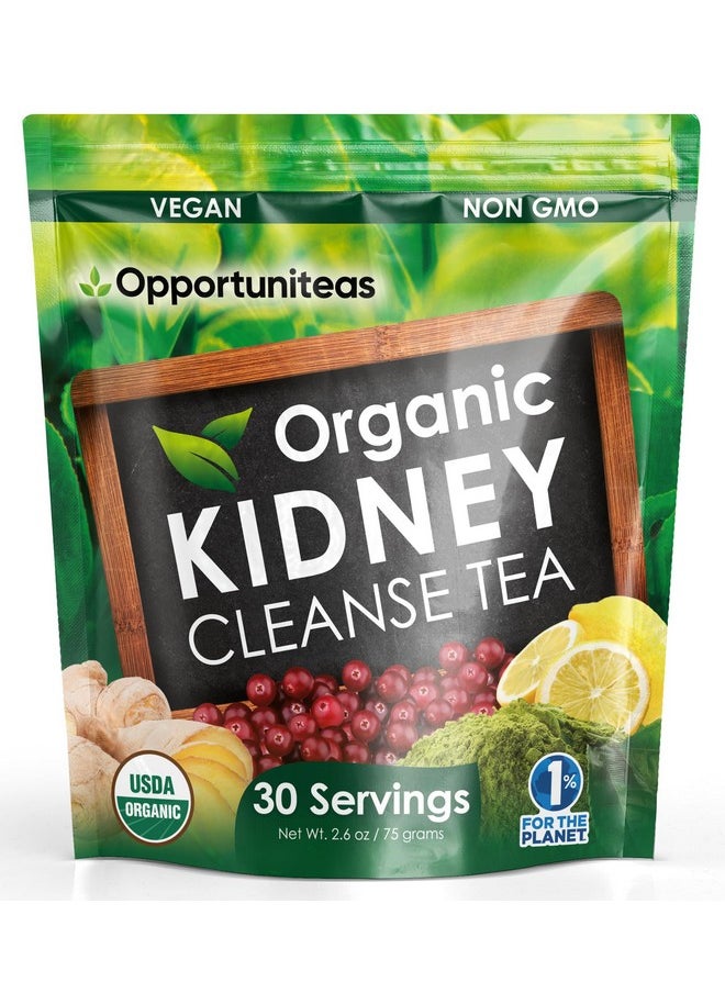 Opportuniteas Opportuniteas Organic Kidney Cleanse Detox & Repair Tea - Matcha Green Tea, Cranberry, Lemon & Ginger. 4 Cleansing Superfoods for Drinks. Vegan & Non-GMO - 30 Servings  - Image 1