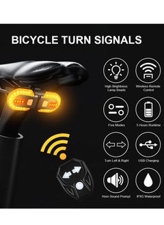 SYOSI Bike Turn Signals Bright Bicycle Turn Signals Front Back IPX5 Waterproof Wireless Remote Control Rear Bike Light  - Image 5
