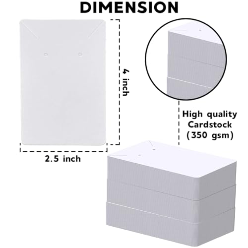 Festiko® Jewellery Display Cards (White, Pack of 200 Pcs) | Rectangle Jewellery Tags for Earrings & Necklaces | Premium Earring Display Cards for Jewellery Packaging, Retail & Exhibitions - Image 2