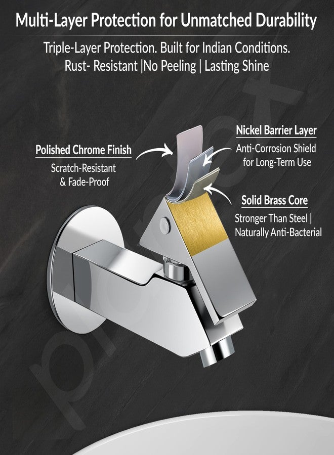 Plantex Pure Brass PRI-302 Bib Cock Tap for Bathroom with Water Saving Aerator/Basin Tap for Bathroom with Brass Wall Flange and Teflon Tape- 7 Year Warranty (Long Body-Chrome) - Image 5