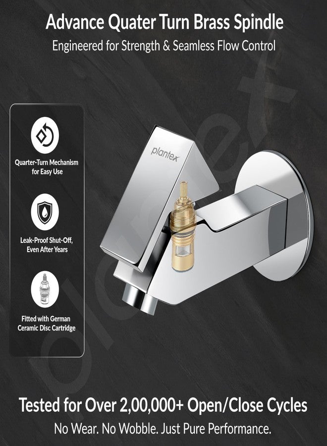 Plantex Pure Brass PRI-302 Bib Cock Tap for Bathroom with Water Saving Aerator/Basin Tap for Bathroom with Brass Wall Flange and Teflon Tape- 7 Year Warranty (Long Body-Chrome) - Image 3