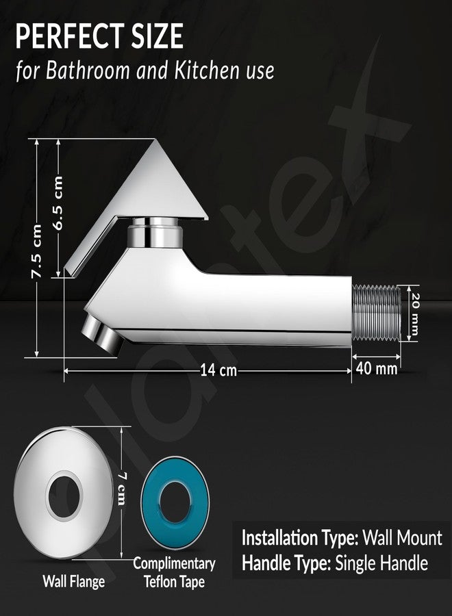 Plantex Pure Brass PRI-302 Bib Cock Tap for Bathroom with Water Saving Aerator/Basin Tap for Bathroom with Brass Wall Flange and Teflon Tape- 7 Year Warranty (Long Body-Chrome) - Image 4