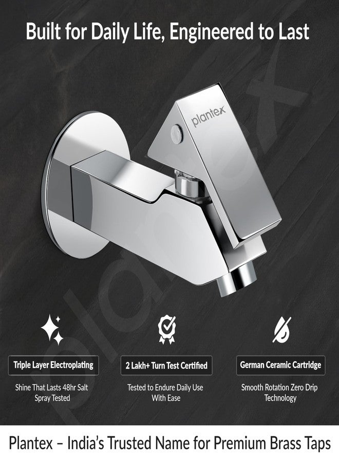Plantex Pure Brass PRI-302 Bib Cock Tap for Bathroom with Water Saving Aerator/Basin Tap for Bathroom with Brass Wall Flange and Teflon Tape- 7 Year Warranty (Long Body-Chrome) - Image 2