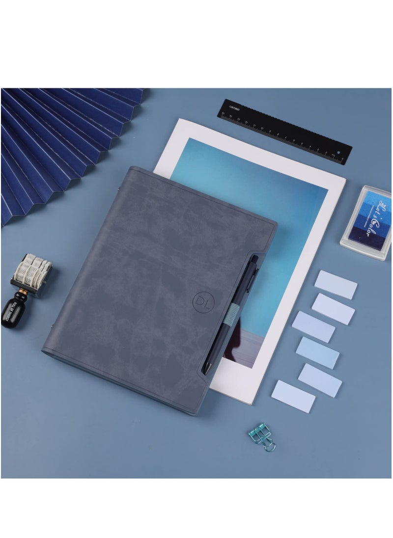 Generic - Classic Leather Journal Notebook Refillable Notebook with Lined Pages Personal Diary Writing Notebook Gifts A5 Business Notebook with Pockets/Pen/Pen Holder (160 Pages Blue) - Image 1