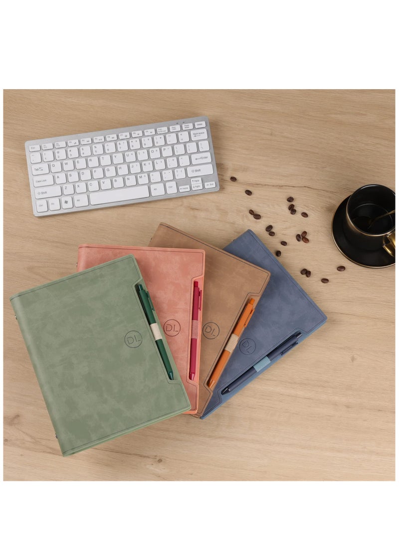 Generic - Classic Leather Journal Notebook Refillable Notebook with Lined Pages Personal Diary Writing Notebook Gifts A5 Business Notebook with Pockets/Pen/Pen Holder (160 Pages Blue) - Image 1