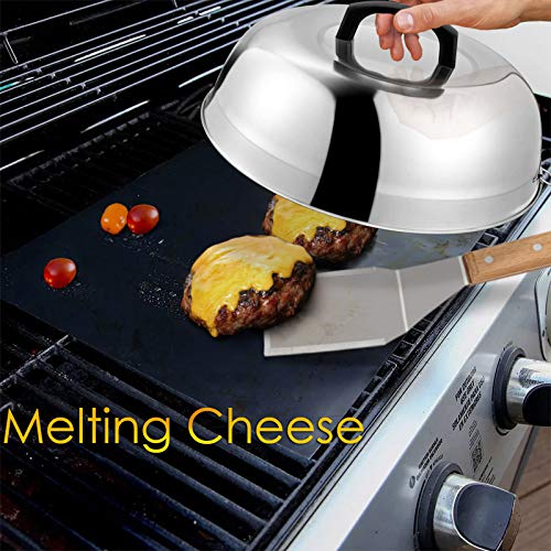 HaSteeL 12 inch Cheese Melting Dome, HaSteeL Heavy Duty Round Basting Steam Cover, Stainless Steel Griddle Grill Accessories for Flat Top BBQ Kitchen Cooking Indoor & Outdoor, Dishwasher Safe - (2Packs) - Image 4