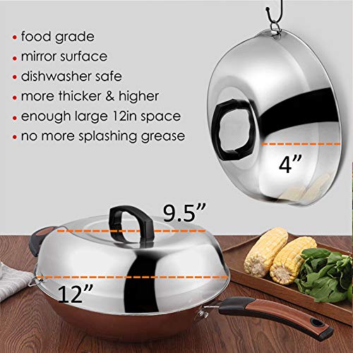 HaSteeL 12 inch Cheese Melting Dome, HaSteeL Heavy Duty Round Basting Steam Cover, Stainless Steel Griddle Grill Accessories for Flat Top BBQ Kitchen Cooking Indoor & Outdoor, Dishwasher Safe - (2Packs) - Image 3