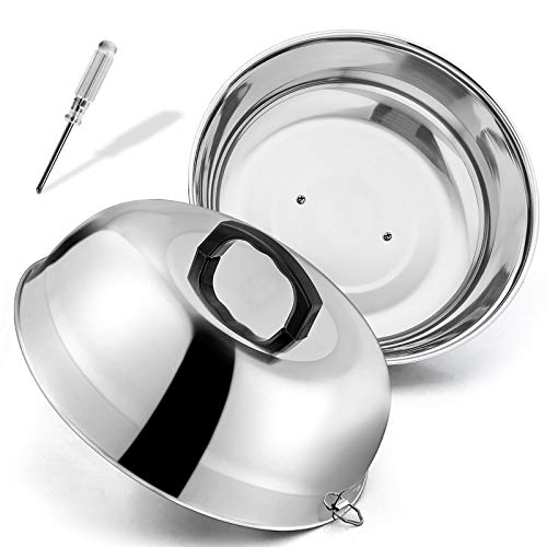 HaSteeL 12 inch Cheese Melting Dome, HaSteeL Heavy Duty Round Basting Steam Cover, Stainless Steel Griddle Grill Accessories for Flat Top BBQ Kitchen Cooking Indoor & Outdoor, Dishwasher Safe - (2Packs) - Image 1
