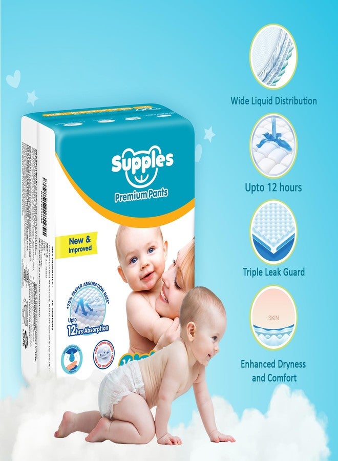 Supples Amazon Brand - Supples Premium Baby Diaper Pants | 16 Baby Diapers | Medium | 7-12 Kg | 12 Hrs Absorption | Cushiony Cotton Soft Fabric | Phthalates-Free | Triple Leak Guard - Image 3