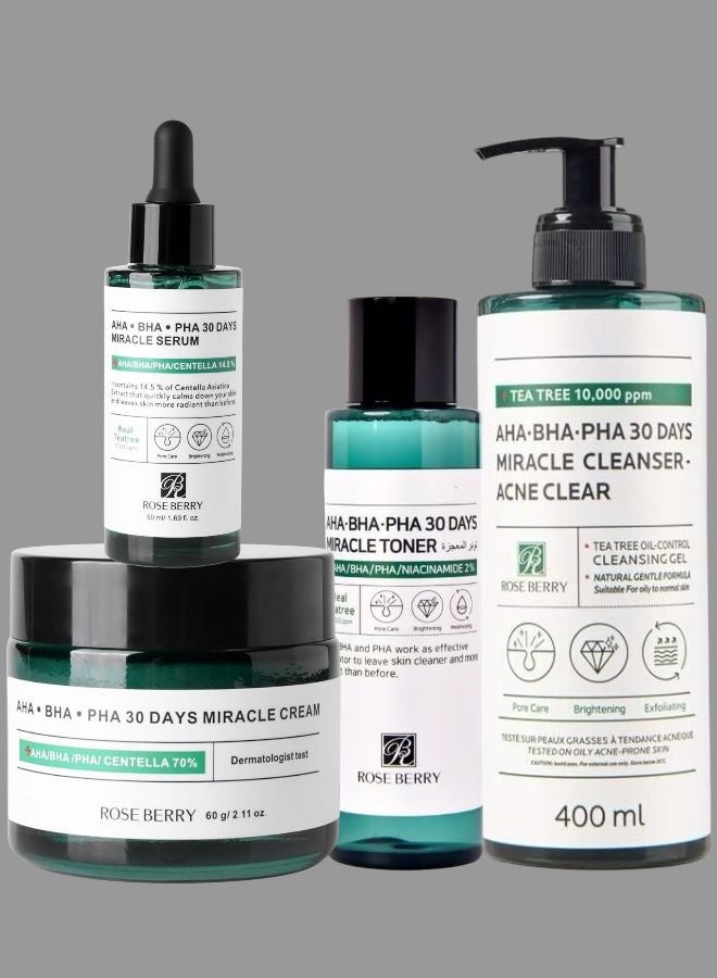 ROSE BERRY AHA • BHA • PHA 30 Days Miracle Serum + Cream +TONER +CLEAR