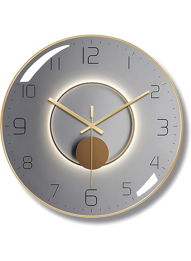 The Bros Wall Clock,12" Silent Round Battery Operated Silent Quartz Clock,3D Curved Glass Large Wall Clock for Office, Home, Bathroom, Kitchen, Bedroom, School, Living Room (White clock with gold edge)