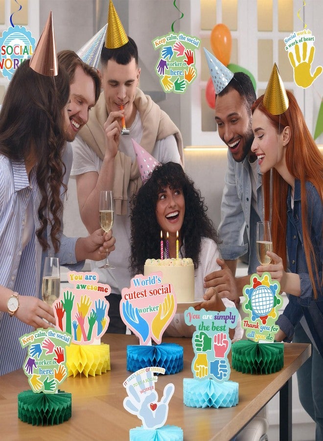 Weekgrat 36 Pcs Social Worker Month Appreciation Decoration Social Worker Contributions Party Banner We Appreciate You Table Honeycomb Centerpieces Thank You Hanging Swirls Banner for Staff Employee - Image 4