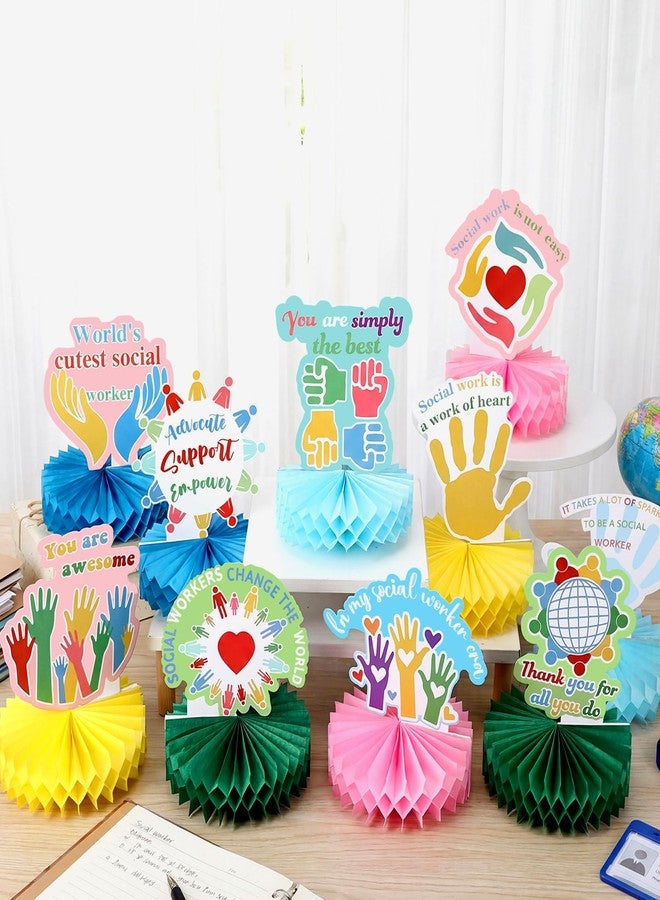 Weekgrat 36 Pcs Social Worker Month Appreciation Decoration Social Worker Contributions Party Banner We Appreciate You Table Honeycomb Centerpieces Thank You Hanging Swirls Banner for Staff Employee - Image 3