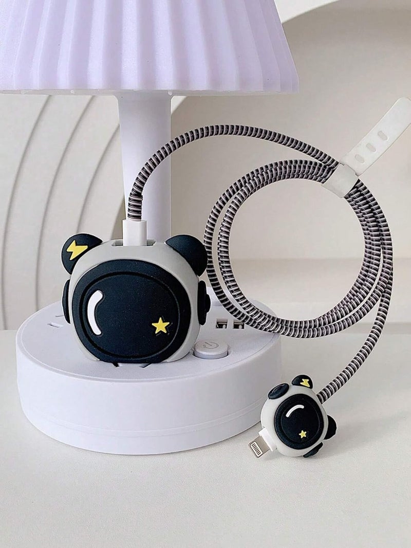 iTronix Cable Protector with 3D Cute Pattern for iPhone Charger only 18W & 20W, Data Line Wire Saver Charging Cable Charger Protective Cable, Full Protection Cover 4 in 1 (Astronaut) - Image 5