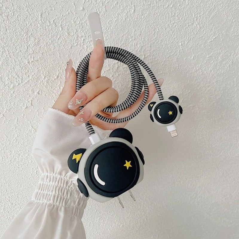 iTronix Cable Protector with 3D Cute Pattern for iPhone Charger only 18W & 20W, Data Line Wire Saver Charging Cable Charger Protective Cable, Full Protection Cover 4 in 1 (Astronaut) - Image 4