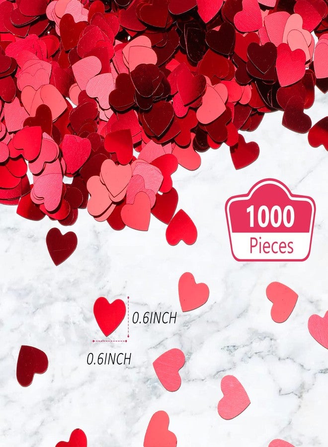 Chalyna 1000 Pcs Valentine's Day Heart Confetti Glitter Metallic Foil Wedding Table Decor Festival Red Heart Shaped Foil Valentine Confetti for Dating Baby Bridal Shower Party Favor - Image 2