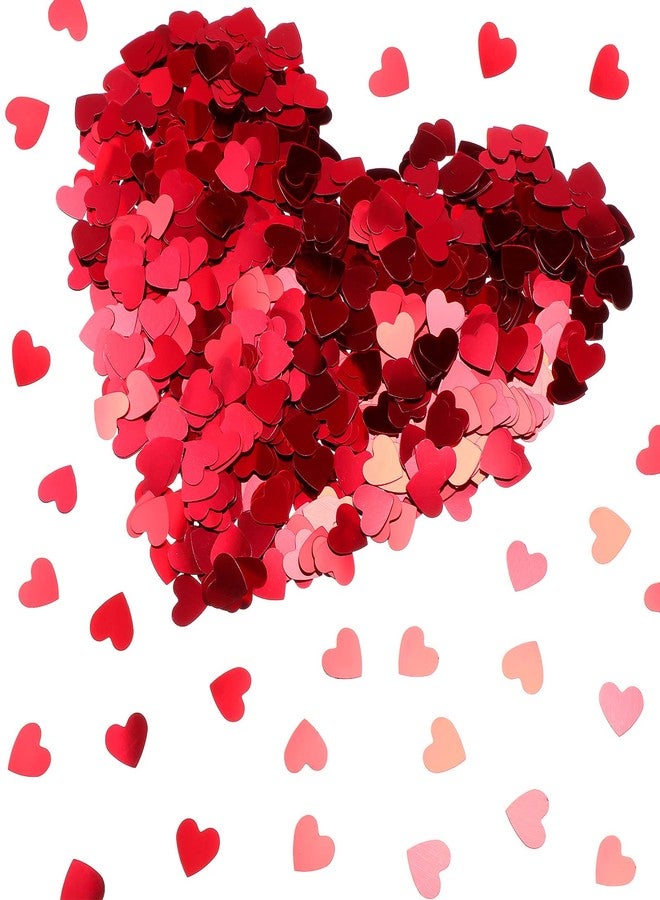 Chalyna 1000 Pcs Valentine's Day Heart Confetti Glitter Metallic Foil Wedding Table Decor Festival Red Heart Shaped Foil Valentine Confetti for Dating Baby Bridal Shower Party Favor - Image 1