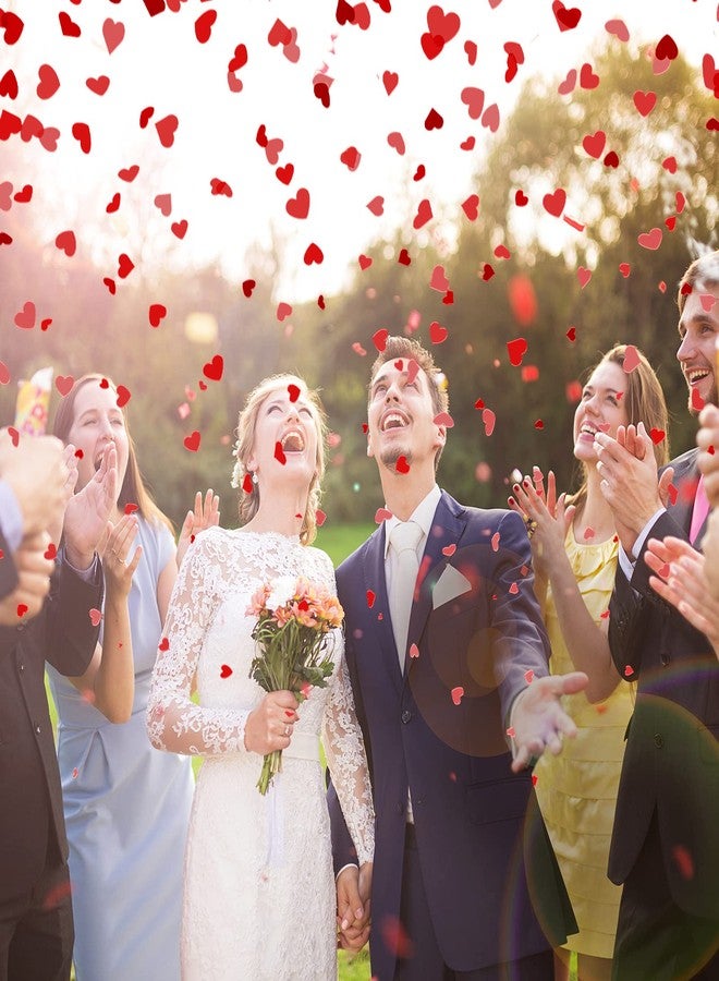 Chalyna 1000 Pcs Valentine's Day Heart Confetti Glitter Metallic Foil Wedding Table Decor Festival Red Heart Shaped Foil Valentine Confetti for Dating Baby Bridal Shower Party Favor - Image 4