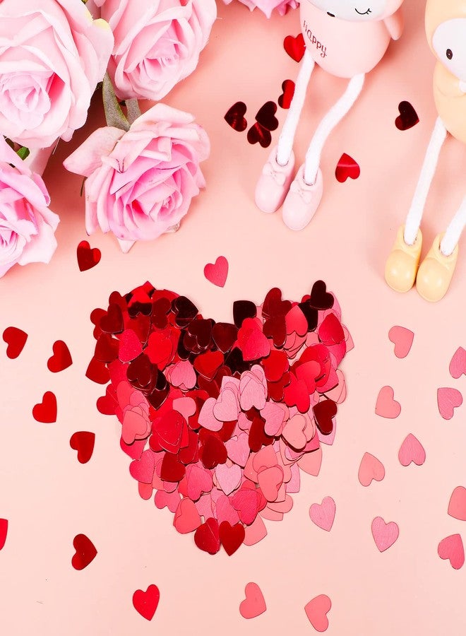 Chalyna 1000 Pcs Valentine's Day Heart Confetti Glitter Metallic Foil Wedding Table Decor Festival Red Heart Shaped Foil Valentine Confetti for Dating Baby Bridal Shower Party Favor - Image 3