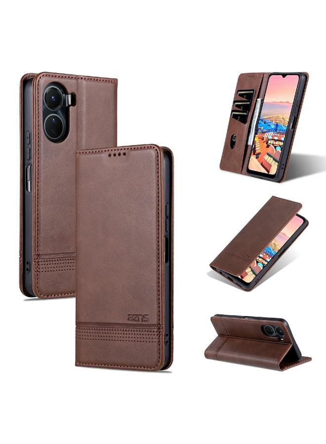 Case For vivo Y02s 4G/Y16 4G Magnetic Calf Texture Leather Phone Case