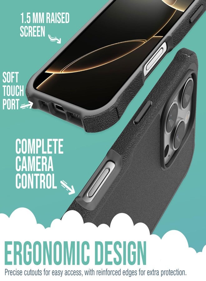 Smartish® iPhone 16 Pro Protective Magnetic Case - Gripzilla Compatible with MagSafe [Rugged + Tough] Heavy Duty Armor Slim Cover w/Drop Tested Protection for Apple iPhone 16 Pro - Black Tie Affair - Image 3