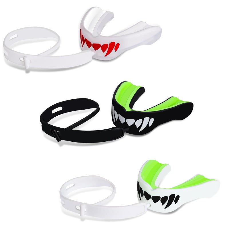 MENOLY 3 Packs Kids Youth Mouth Guard with Strap for Football - Mouth Guard Football Age 6-10 with Cases for Boxing, Lacrosse, Hockey, Basketball, MMA, Wrestling and Other Contact Sports Age 7-12 - Image 1