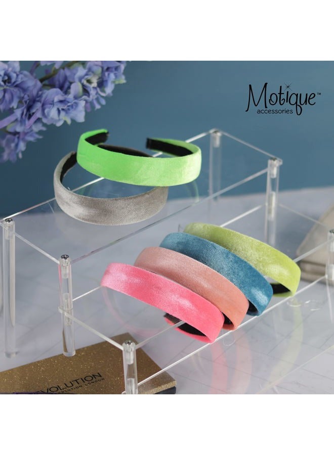 Motique Accessories 1 inch Light Grey Velvet Headband for Women and Girls - Image 3