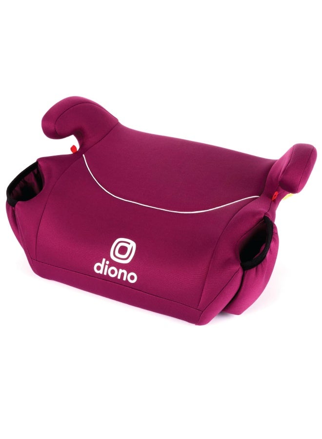 Diono Solana, No Latch, Single Backless Booster Car Seat, Lightweight, Machine Washable Covers, Cup Holders, Pink - Image 1