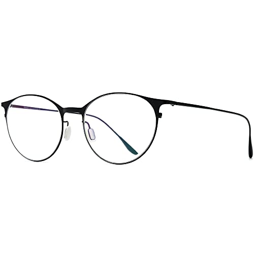 FONEX Metal Square Eyeglasses,Full Rim Lightweight Glasses Frame for Men 8105 (8106 Round Black) - Image 5